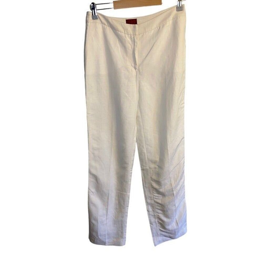 212 Collection Cream Linen Blend Straight Leg Dress Pants Trousers Size 4